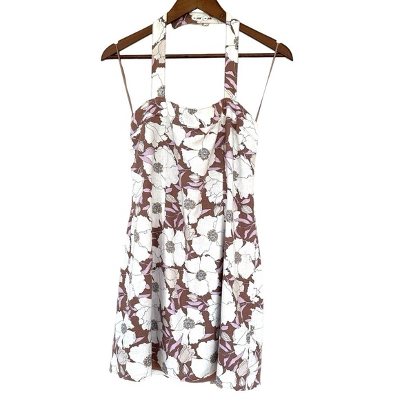 Abercrombie & Fitch fitted mini dress, sleeveless with halter top, linen blend - Picture 5 of 16